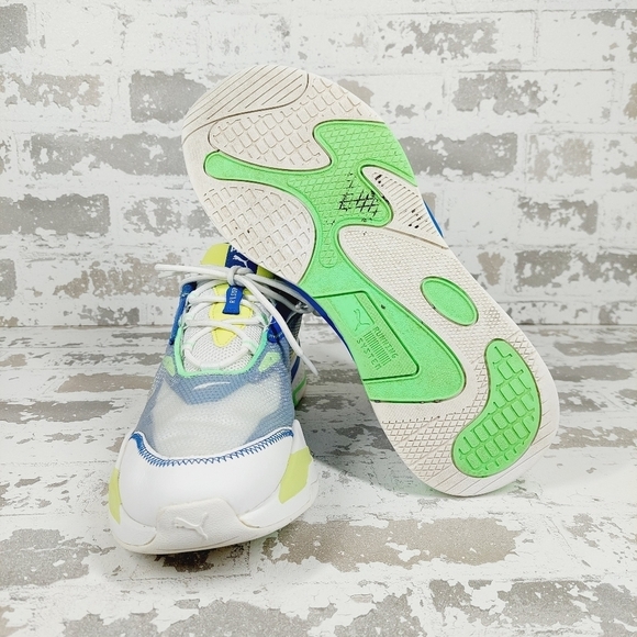 Puma RS Fast Paradise White Blue Lace Up Running Athletic Low Top Sneakers M826 - Picture 7 of 9